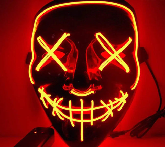Black V Halloween Scary Glow Mask for Parties
